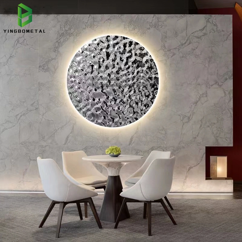 Hotel Wallboard Abstract Water Sculpture Indoor Modern Luxury Stainless Steel Wall Decor