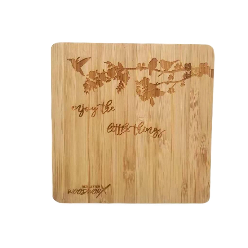Custom Engrave Bamboo Coasters Eco-Friendly Wood Cup Holder Good Gift