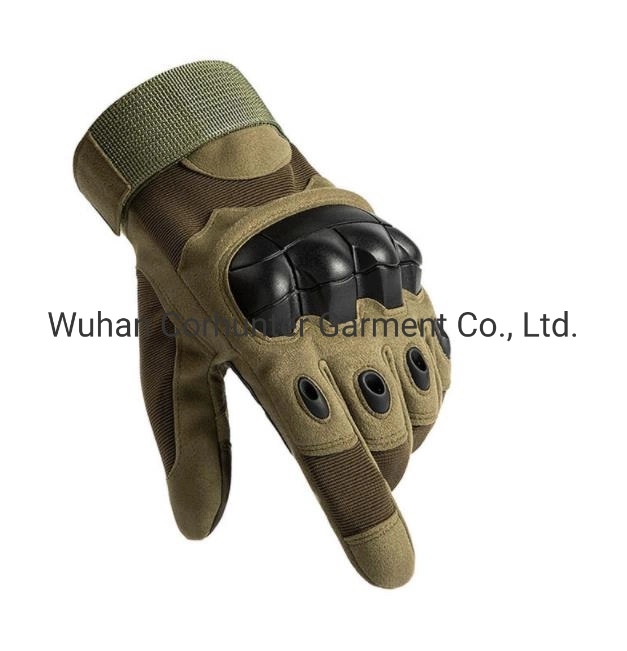 Full Finger Security Tan Khaki Leather PU Combat Tactical Gloves