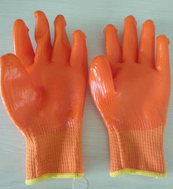 Nylon Waterproof Dipped Gloves Thickened Winter Thermal Terry PVC Work Gloves