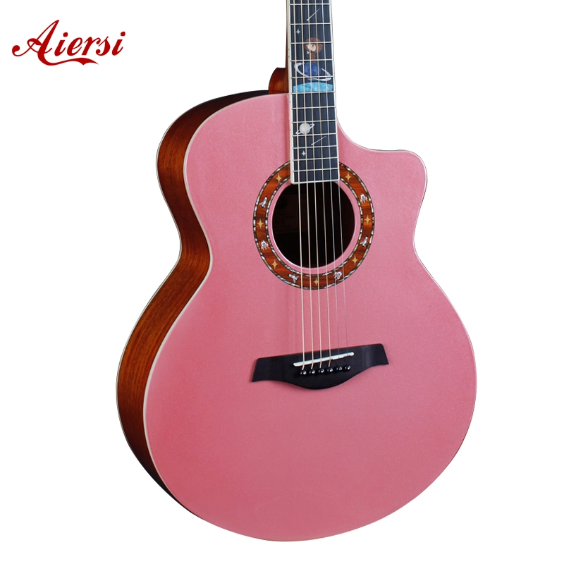 Aiersi Hot Sale buena calidad sólida Top Guitarra acústica Sapce-Star Para Youngs