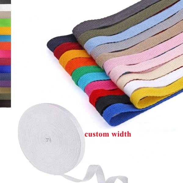 1 Inch Wide Flat Cotton Herringbone Cords for Knit Sewing Natural Cotton Stripes Ribbon