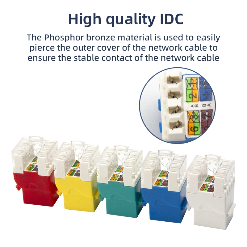 Module Ethernet OEM Connecteur femelle CAT6A à 180 degrés sans outil Jack Keystone UTP Jack modulaire.