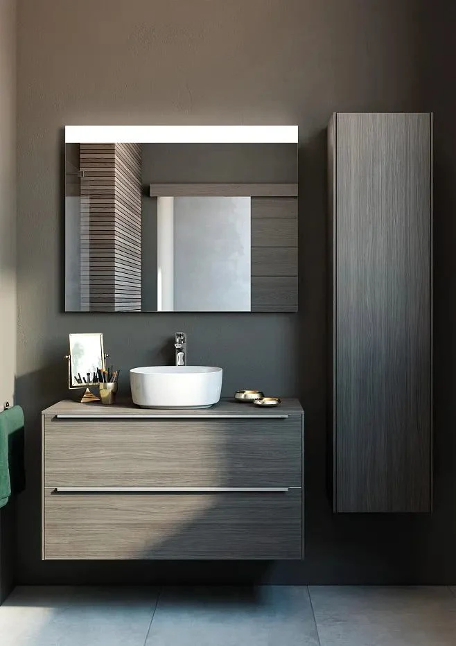 Dark Grey Bathroom Vanity Cabinet with Pure Countertop Stone