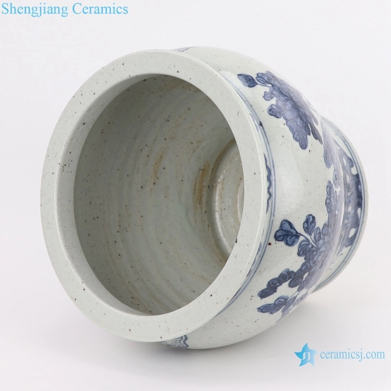 Archaize Hand-Painted Flower and Bird Pattern Grain Porcelain Vats Urns Ceramic Flower Pot