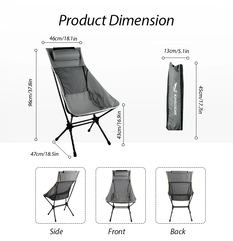 Kinggear Lightweight Portable High Back Camping Folding Moon Chair for Picnic