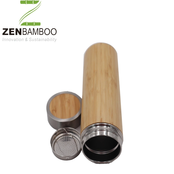 450ml Double Wall Bamboo Stainless Steel Bottle for Drinking