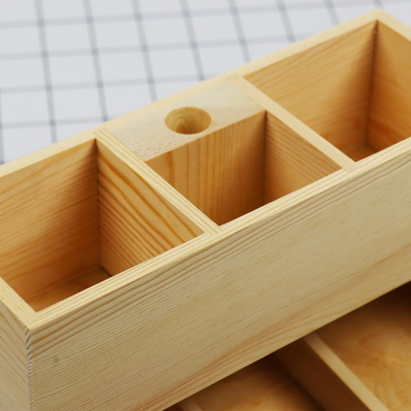 OEM ODM Handmade Unfinished Solid Pine Wooden Desk Organizer Box