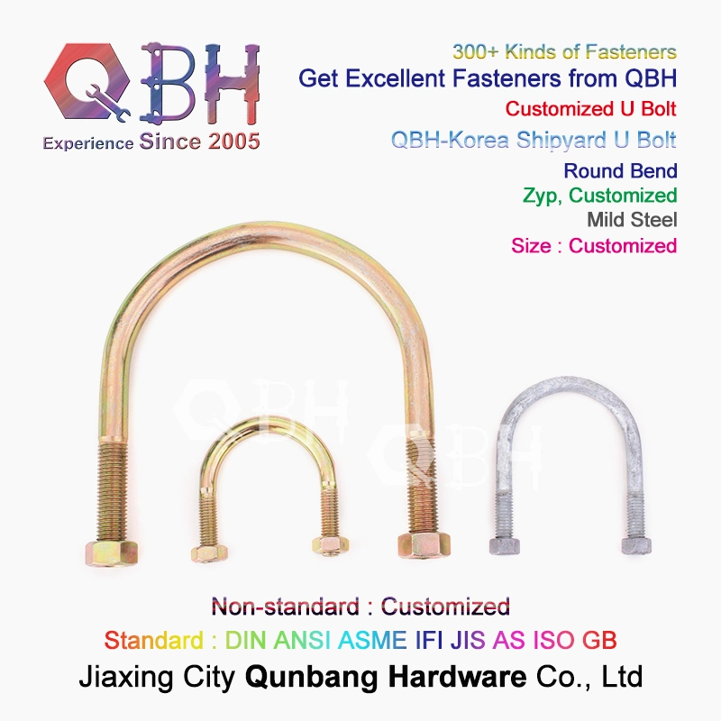 Qbh Full-Size Stainless Carbon Steel U Bolt Ubolt U-Bolt Pipe Support Boat Ship Shipyard Marine Spare Parts Hardware Fastener Accessories Fittings