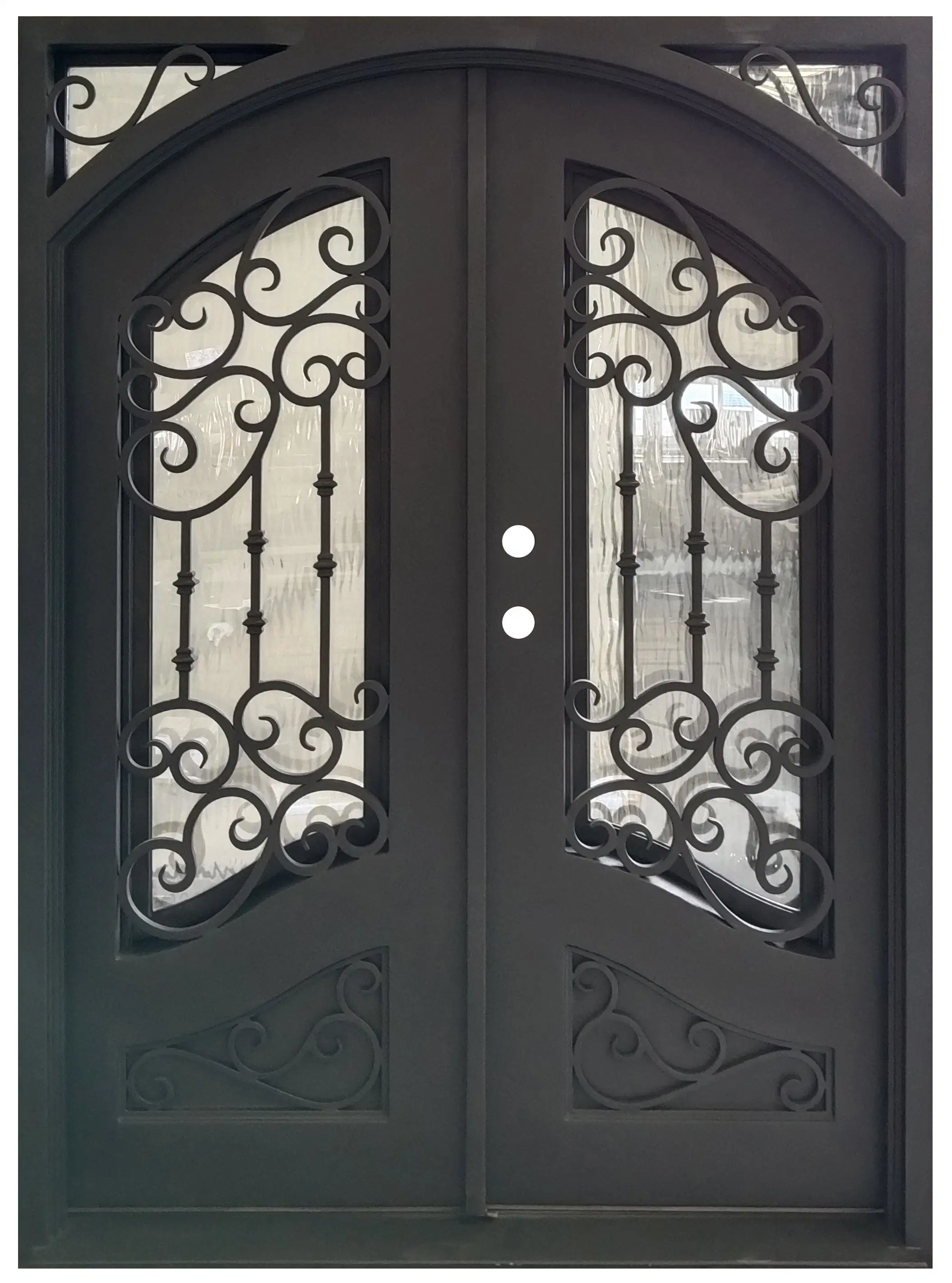 Eyebrow New Design Double Main Security Metal Wrought Iron Door