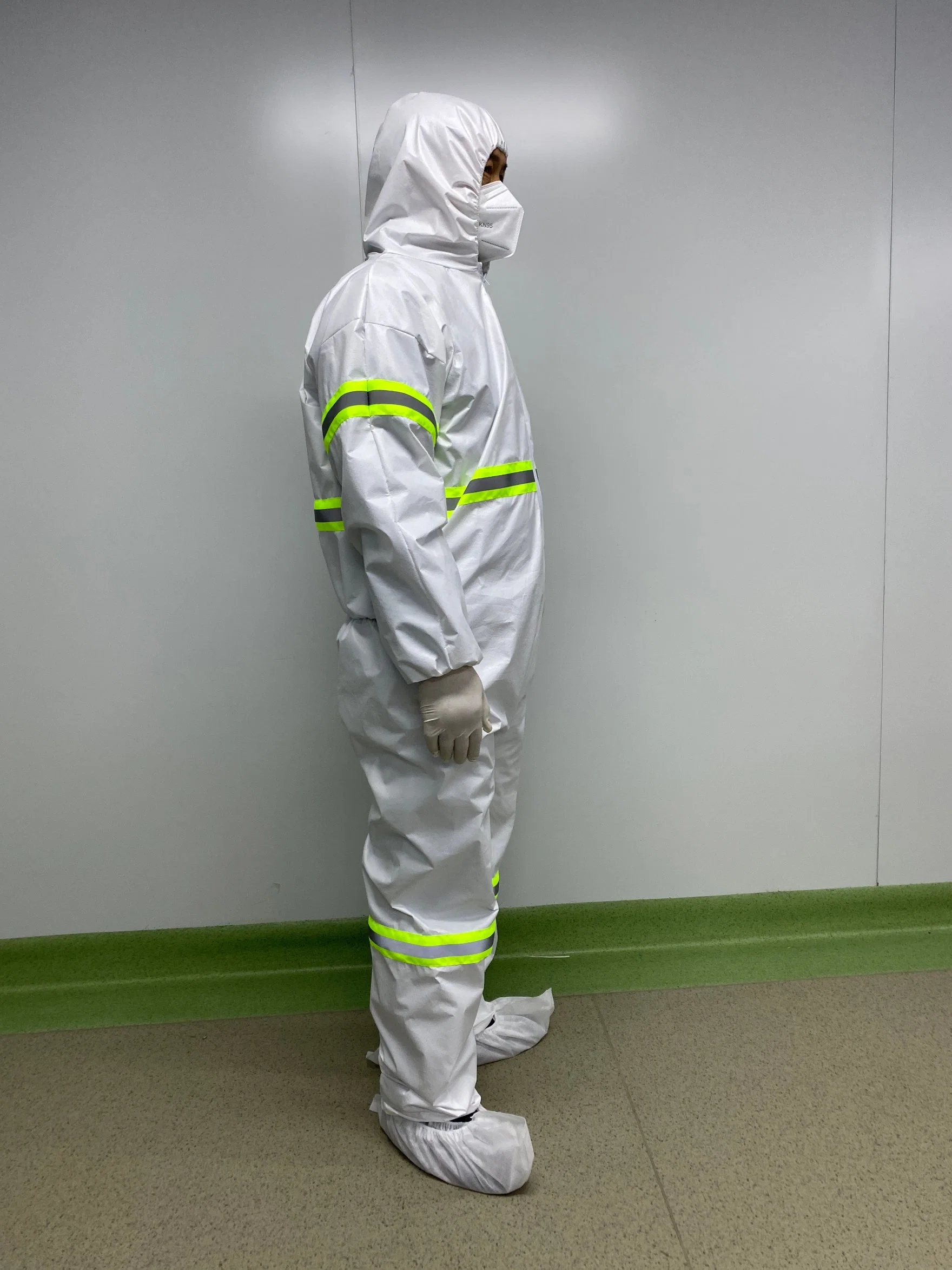 Customized New Product Disposable One-Piece Nonwoven Microporous/SMS Reflective Work Clothes