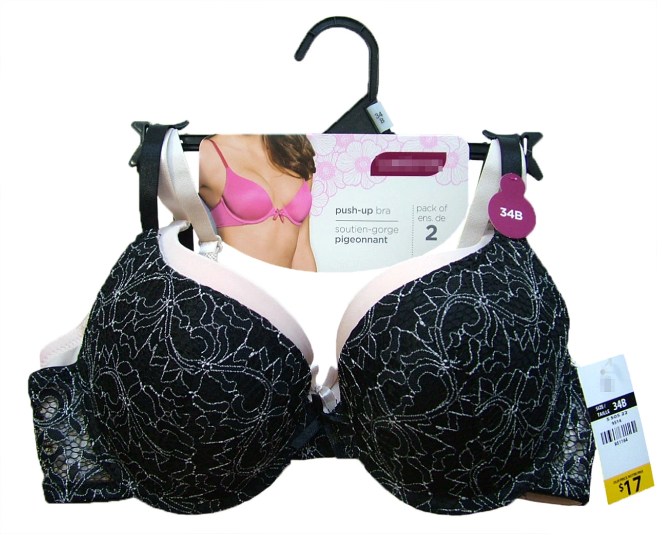 2pk todo encaje 2 tonos Push up Bra