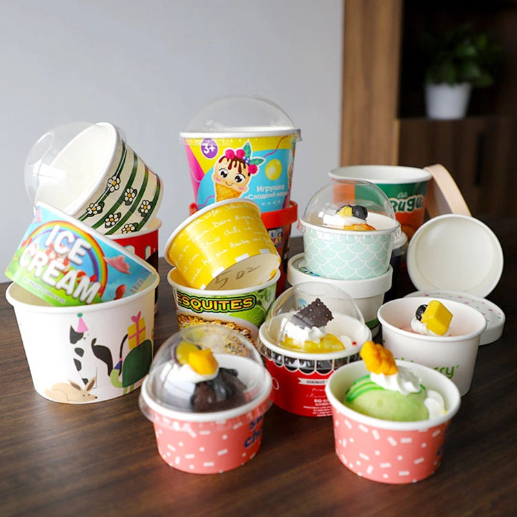 Wholesale/Supplier 4oz 5oz 8oz 12oz 16oz Disposable Frozen Yogurt Paper Cup Ice Cream Cup Packaging