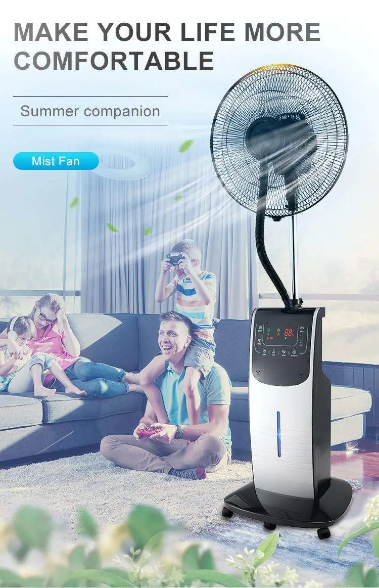 High quality/High cost performance  Air Cooler Domestic Standing Humidifier Mist Fan with Remote Water Mist Fan Spray