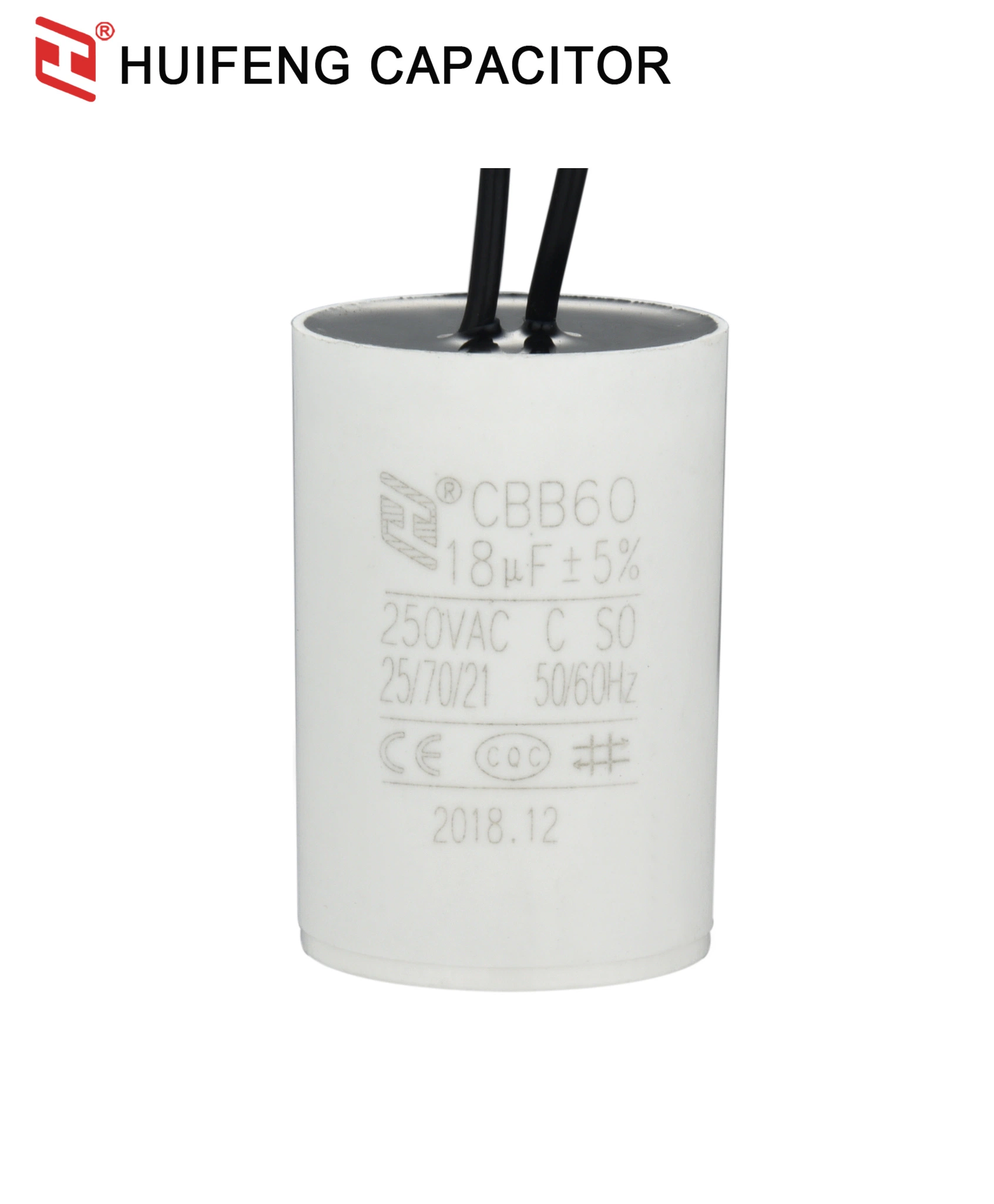 Plastic Shell Cbb60 18UF 250VAC Metallized Polypropylene Film Capacitor