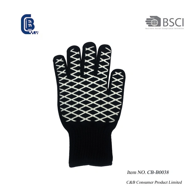 Heat Resistant BBQ Cooking Grilling Cotton Glove, Barbecue Grill Mitt, Barbecue Glove, Heat Resistant Mitt Oven Gloves, Kitchenware, 24.5X17cm