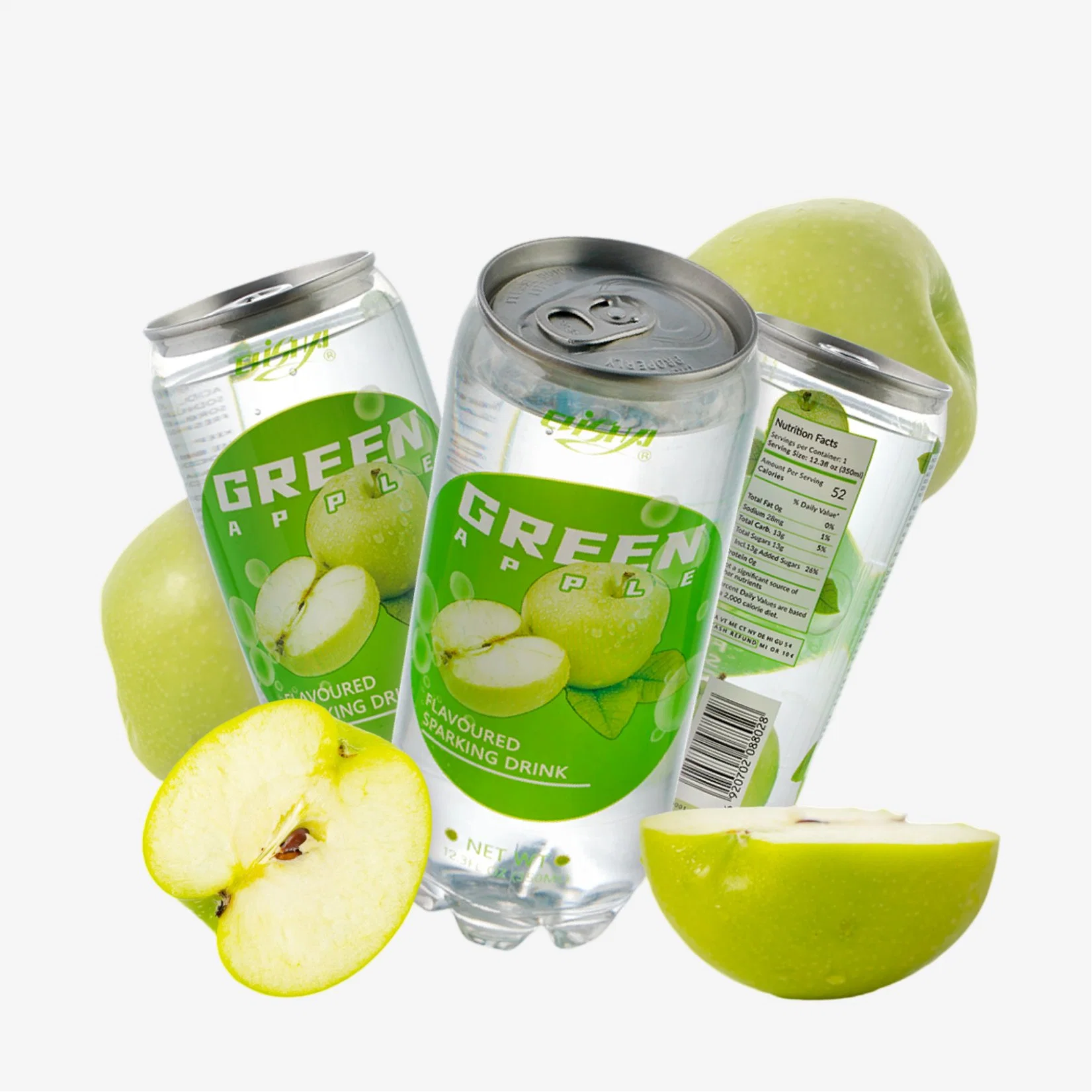 350ml lata de agua carbonatada con sabor a manzana verde - Personalizar etiqueta