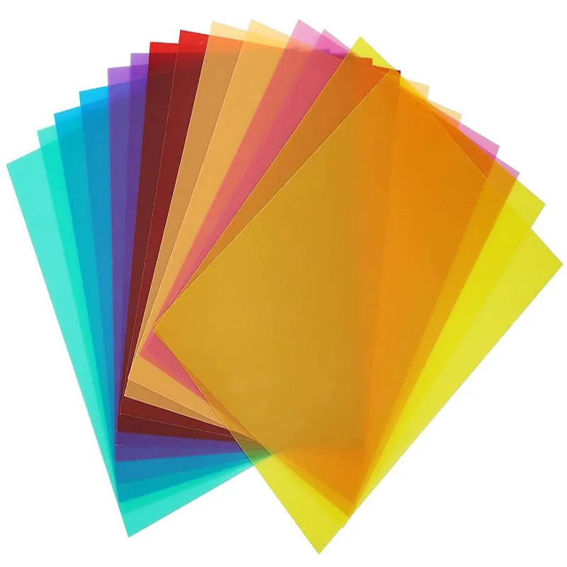 Os filtros de luz de gel com correção de folhas sobreposições coloridas película de cor transparente Para efeitos de luz de palco de cinema em estúdio de fotografia Strobe em vídeo PETG/folhas de ID/animais