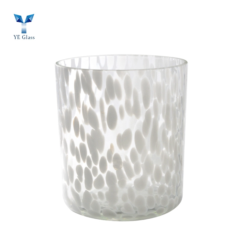 Luxury Popular Hand Blown White Brown Leopard Large Vogue Glass Candle Jar