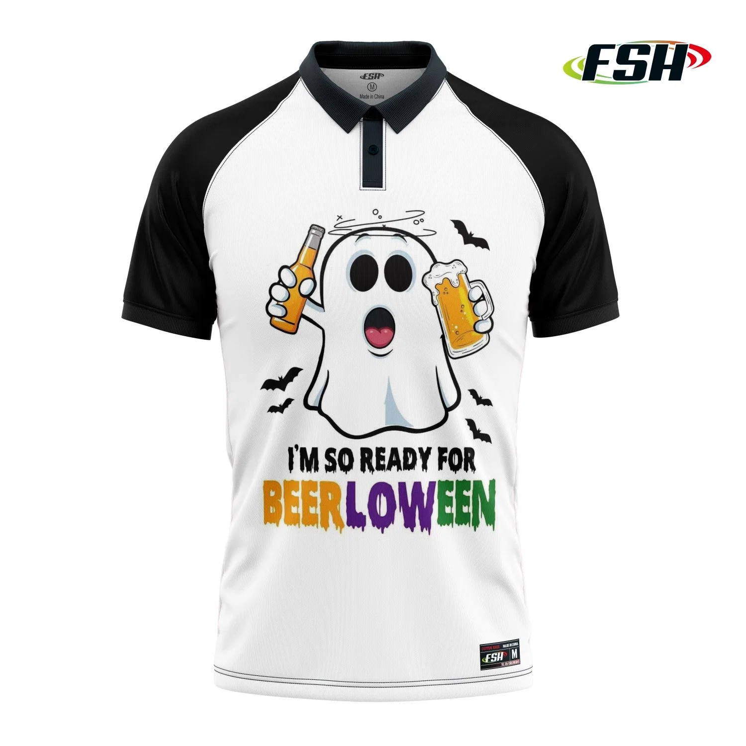 New Design Embroidered Print Halloween Breathable High quality/High cost performance  Short Sleeve Polo Shirt