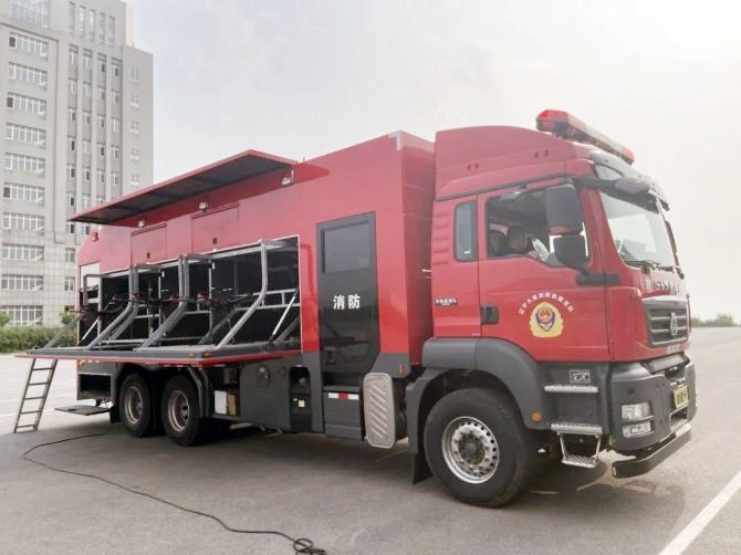 HOWO 6X6 vehículo aéreo no tripulado Transporte vehículo camión Drone emergencia Vehículo de rescate