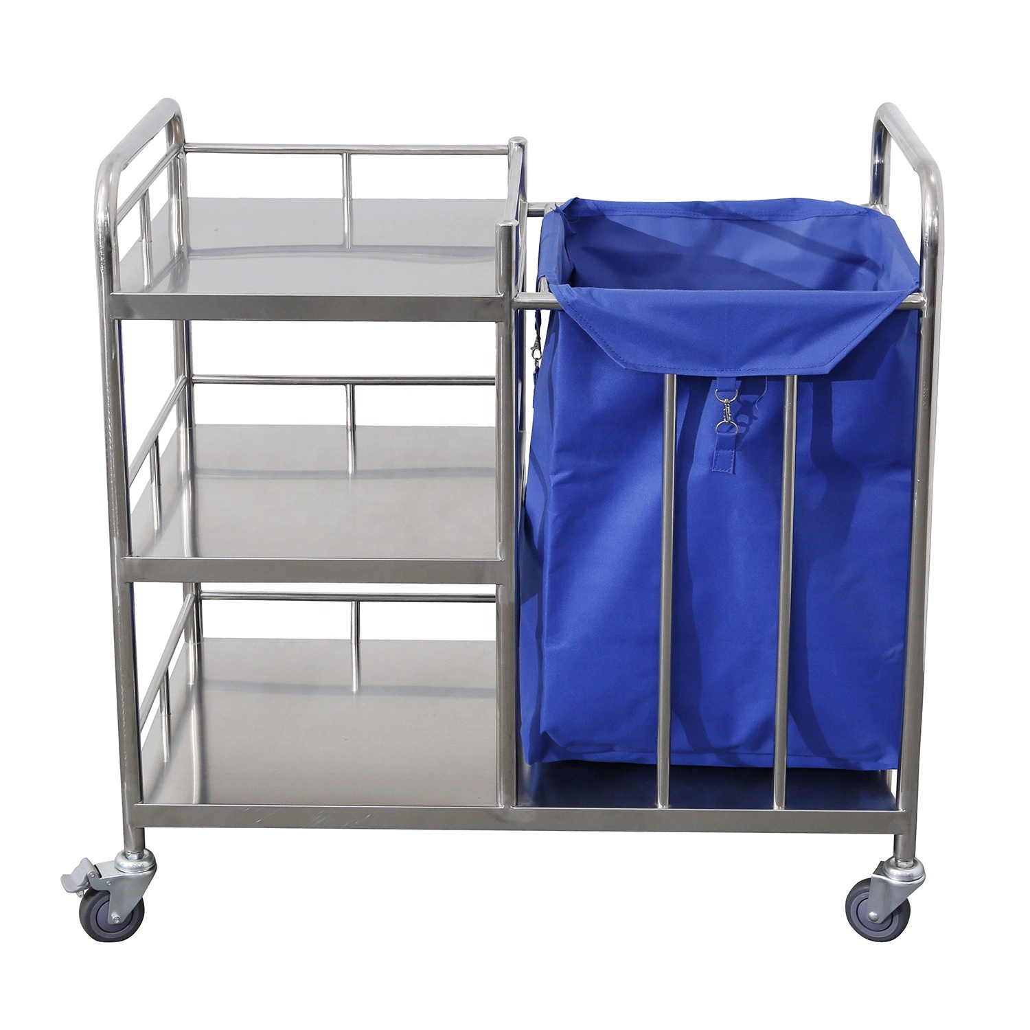 Base de acero inoxidable ropa de hospital Limpieza sucia Trolley de desechos móviles