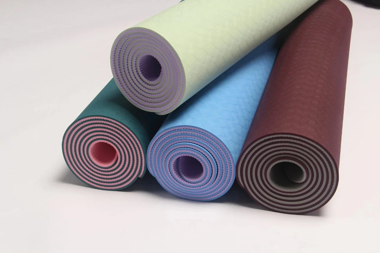 Hot vender Soft Antideslizante Color doble Eco friendly TPE Alfombra plegable Sustable Pilates Mat de Yoga