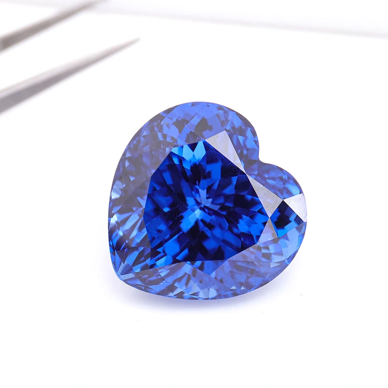 Nova chegada Azul Loosestone Gems sintético Sapphire preço por Karat Corindo forma de coração azul Sapphire