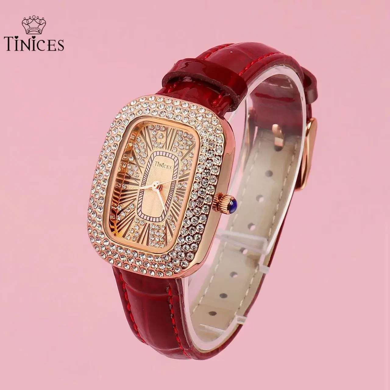 Tinices Classic explosivo calidad cinturón Diamond Waterproof Relojes