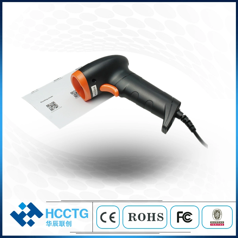 ماسحة ضوئية طويلة المدى تعمل برمز QR تم صنعت في الصين قارئ QR المخزون 2D Wireless Barcode Scanner HS-6603