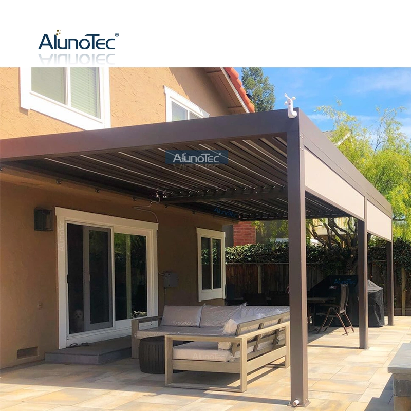 AlunoTec Customized Modern Motorised Pergola Rainproof Sunshade Gazebo Outdoor Sustainable Aluminum Canopy