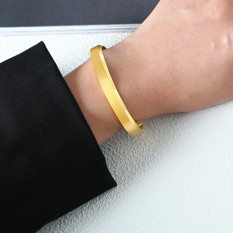 En acier inoxydable bracelet biseauté d' Or les hommes et femmes' s des bracelets