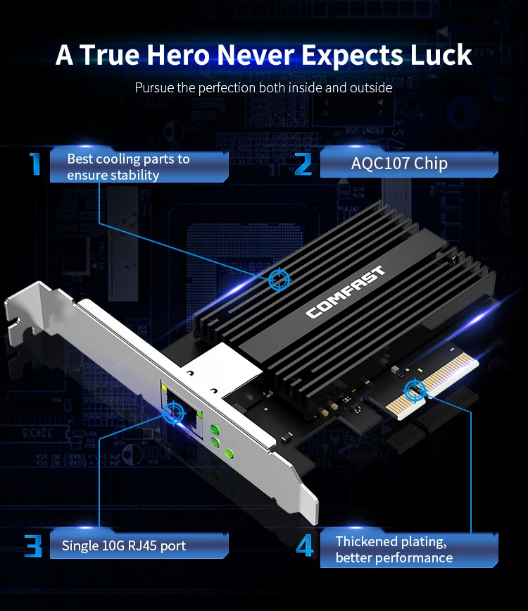 Comfast 10g PCI-E Gigabit Escritorio adaptador WiFi interfaz RJ45 Adaptador de tarjeta de red LAN