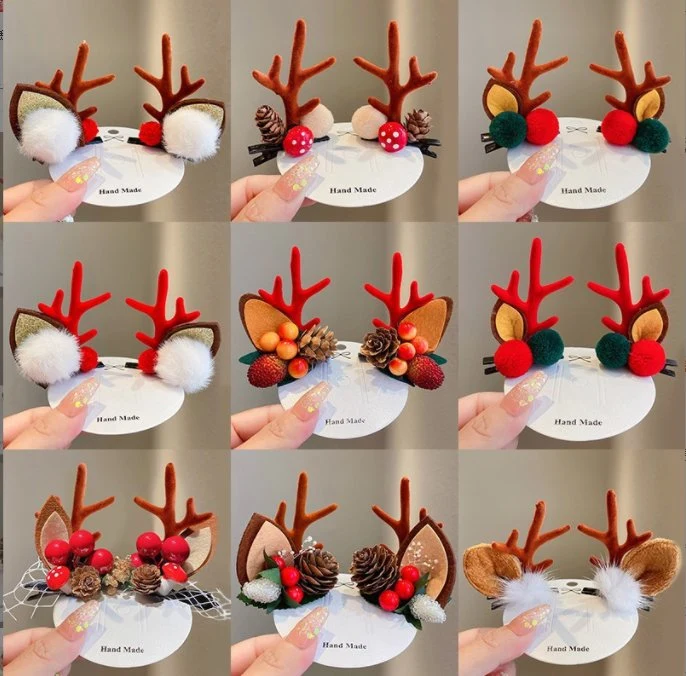 Christmas Hairpin Jewelry Female Three-Dimensional Antler Hairpin Korean Girl Cute Hairpin Clip Headgear Christmas Hair Accessories