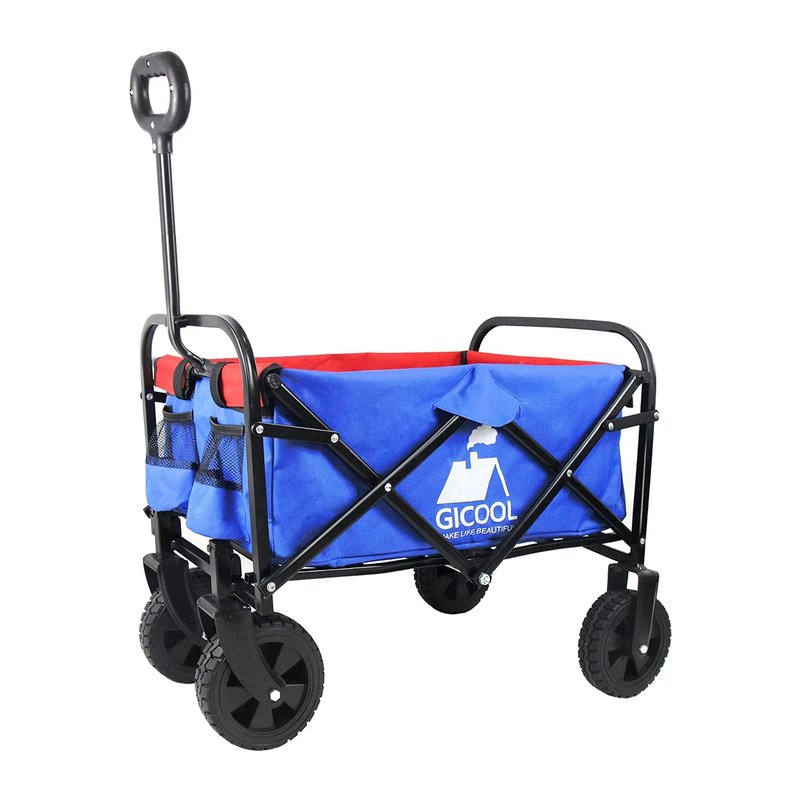 Mini Kids Children Folding Wagon Utility Cart Outdoor Garden Camping Shopping, 46L Capacity