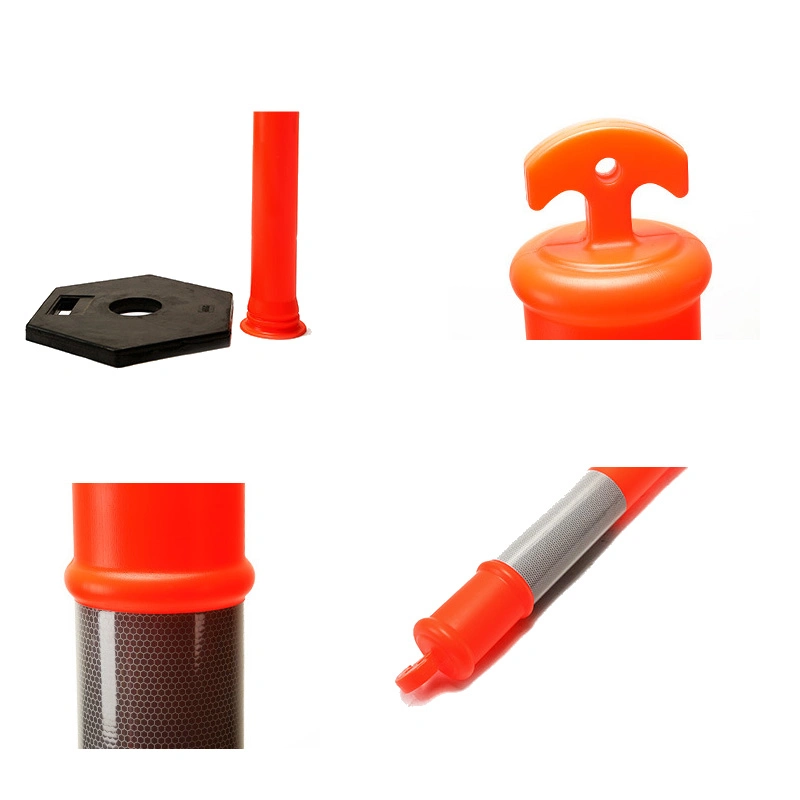 42" Orange Delineator Grip-T Post with Hi Reflective Bands