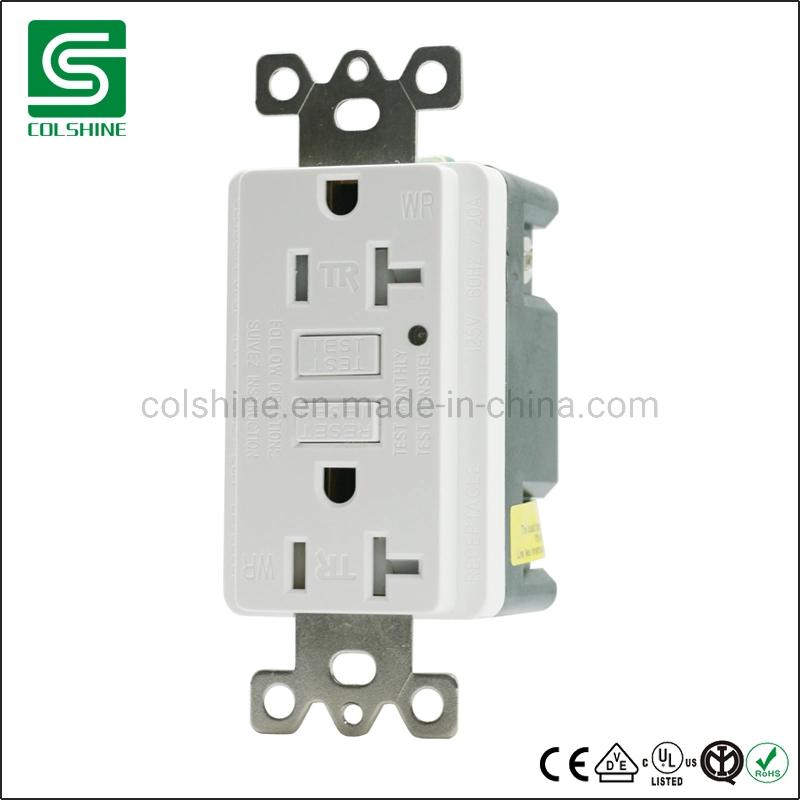 20 AMP Receptacle - GFCI Outlet - White - Wall Plate Included