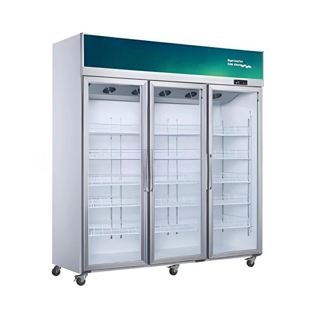 Supermarket Cool Drink Glass Display Refrigerator Large Capacity