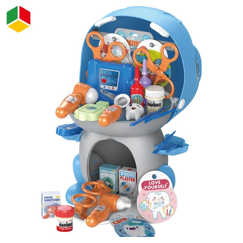 QS New Arrival Pretend Play Doctor Toys Children Simulation Dentistry Tool Sliding Funny Walking 41 PCS Cartoon Dinosaur Medical Kits Storage Toys