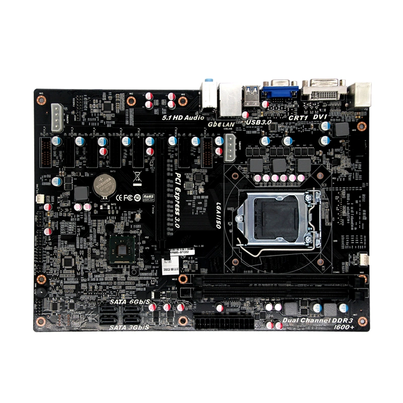 H81 Motherboard I5 DDR3 DVI 8GPU 4SATA3.0 Main Board ATX Power Supply VGA 6pcie LGA 1150 Motherboard