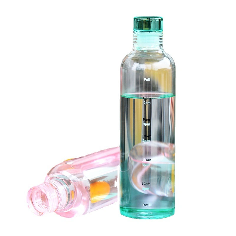 Promotional Gift High Value Unisex New Large-Capacity Gradient Glass Water Bottle with Time Scale