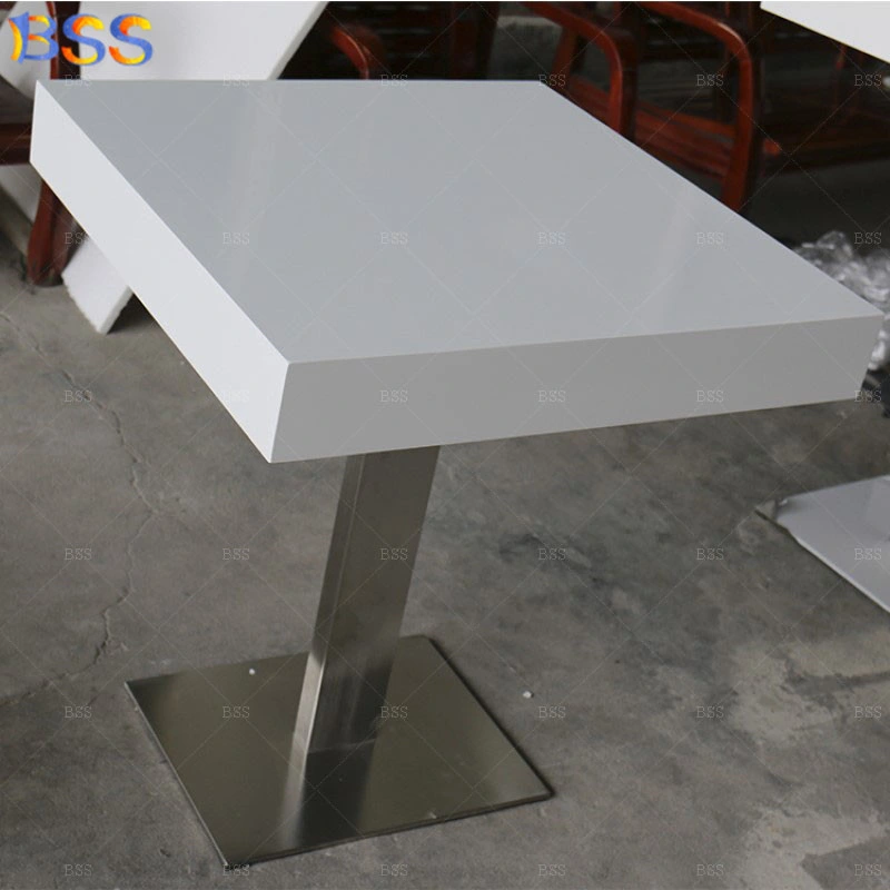 Square Table White Restaurant Fast Food Solid Surface Square Table