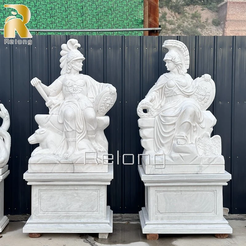 Tamaño de vida Clásica Ancient Roman Marble Carving Warrior Statues for Decoración al aire libre