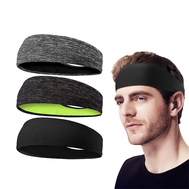 Moisture Wicking Gym Fitness Ball Sports Headbands for Men, Double Layer Spandex and Mesh Fabric Soccer Sweatband Headwear Basketball Football Head Wraps