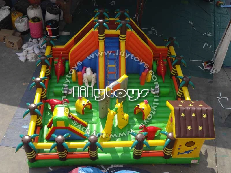 Nouveau Grand gonflable dans la Jungle Fun City Amusement Park Aire de jeux gonflables avec couvercle de protection