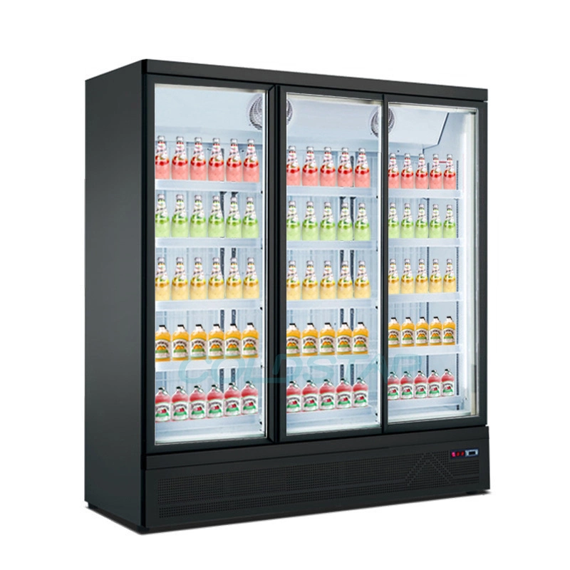 Холодильник для энергетических напитков 3 двери стеклянный шкаф для дисплея