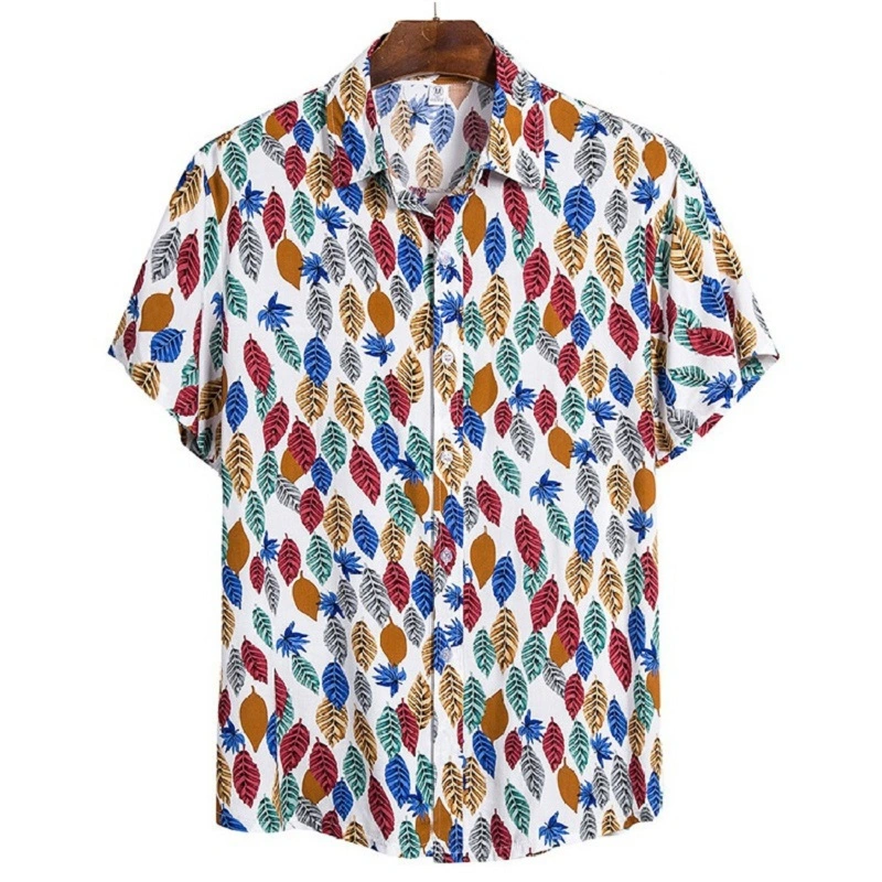 Summer Printed Polo Shirt Short Sleeve Buttons Down Collared Esg16447