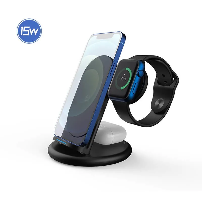 Magnetic Wireless Charger Stand with Safety Protection Compatible with iPhone/Samsung/iWatch/Airpods