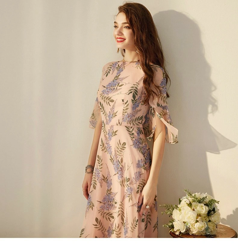 أزياء فلورال فايري عطلة ريترو أنيقة chiffon long ladies اللباس