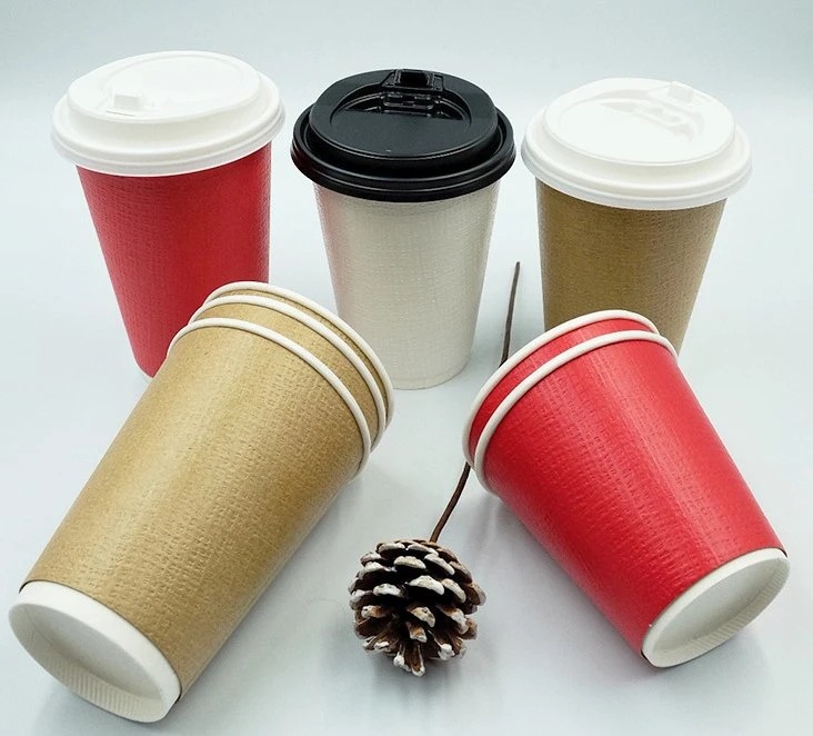 Customized Paper Cups Disposable Printed Paper Double Wall Ripple Coffee Cup